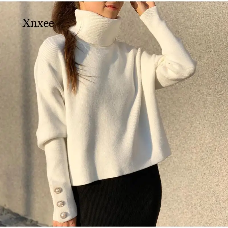 Autumn Winter Turtleneck Knitted Sweaters Women Solid Patchwork Sweater Pullover Female 2020 Fashion Casual Lady Sweater Jumper