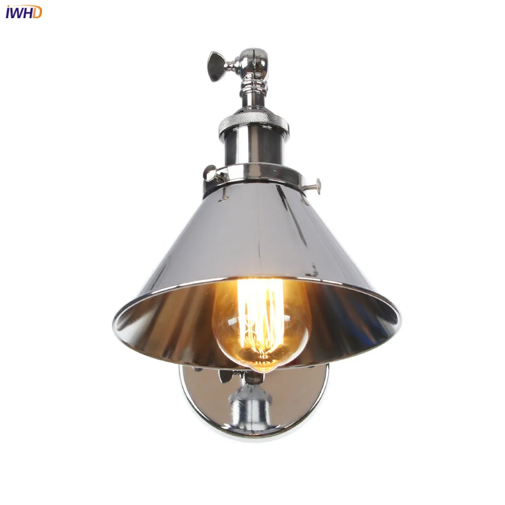 

IWHD Wandlamp Retro LED Wall Light Fixtures Adjustable Swing Long Arm Plating Silver Loft Decor Vintage Industrial Wall Lamp