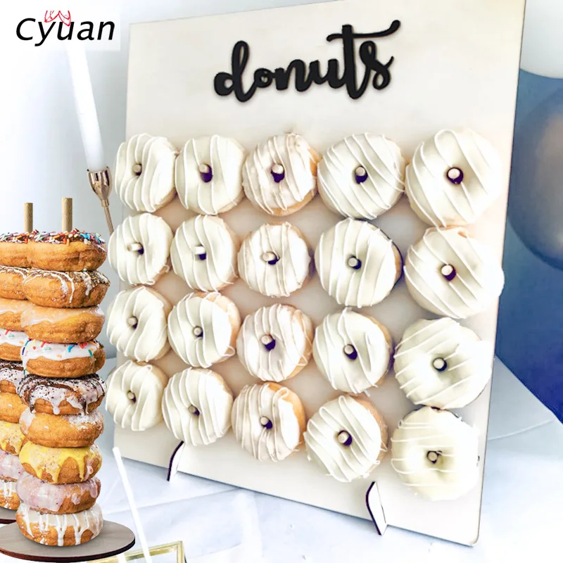 Cyuan Donut soporte de pared Donut exhibición de la boda decoración de la boda Dount partido Donut suministros para fiesta de cumpleaños decoración de la Ducha del bebé suministros