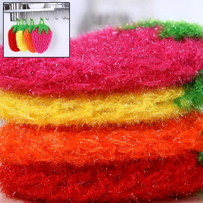 Stawberry Acrylic Fiber Dish Wash Cloth Clean Towel For Kitchen Random Weaving