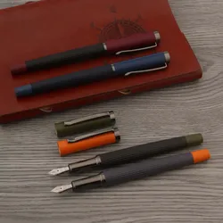 Posture Correction 022 Fountain Pen Metal Stripe Frosted Gun Grey Stationery School Supplies Ink Pens