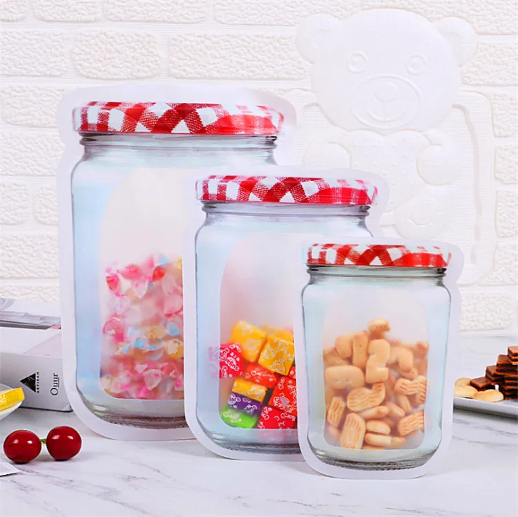 Bộ 50 Dày Mason Jar Túi Ziplock Có Thể Thu Hồi Lại Được Fidge Giữ Tươi Túi Chăn Ép Nhiệt Ăn Hoa Quả Đồ Uống Nước Đứng Lên túi