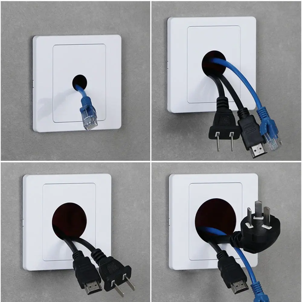 With Outlet Hole Cable Organizer Storage With Rubber Pad Cable Cover Wall Blank Panel Cable Socket Panel Decorative Cover