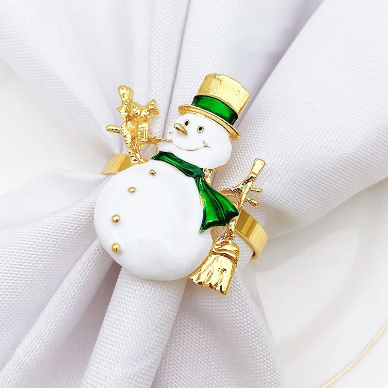 

6PCS Home Table Decor Christmas Decoration Napkin Rings New Hotel Cute Christmas Snowman Napkin Button Napkin Ring