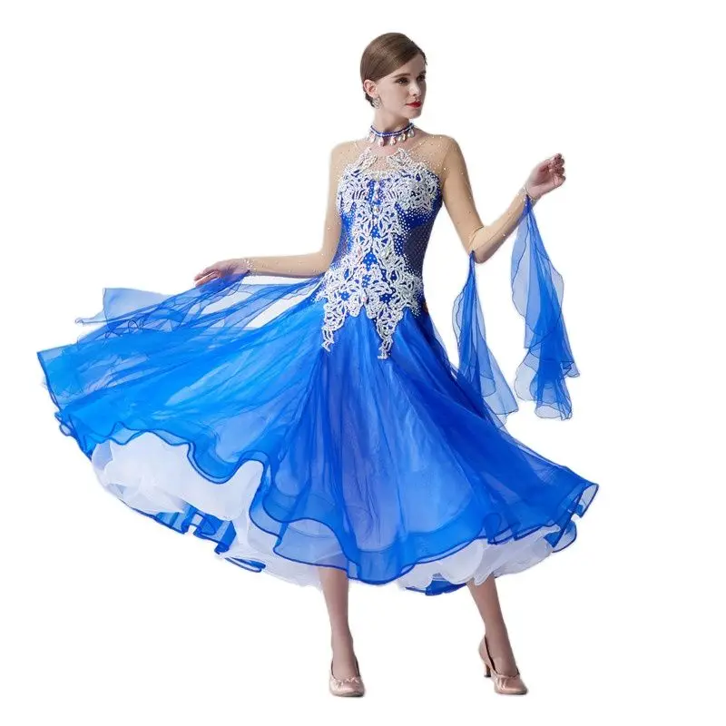 B-18553 New designs high quality adult women professional international standard competition ballroom dance dress for sale