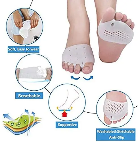 2pcs Foot Care Tool Silicone Forefoot Pads Toe Separator Cushions Hallux Valgus Correction Calluses Blisters Pain Relief Insole