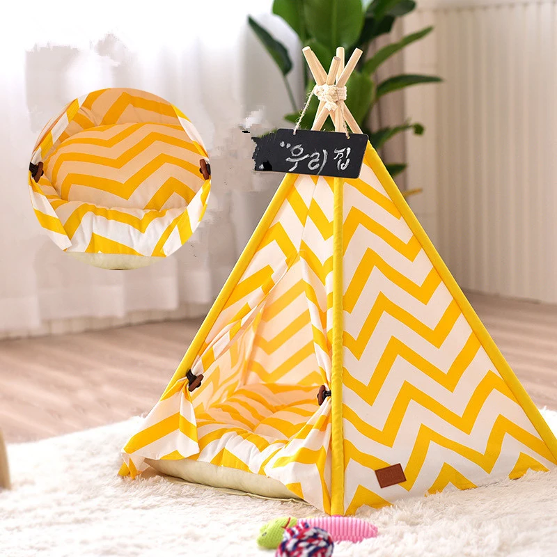 2021 New Stripped Dog Cat Puppy Tents Houses Pet Puppy Kitten Bed Canvas Cute House-Portable Washable Dog Tents for Dog&Cat Dec