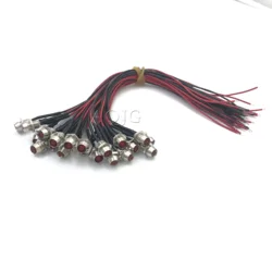 3V 5V 6V 9V 12V 24V Diffused 5mm LED With Metal Holder Header and 20cm Red&Black Wire White Red Blue Green Yellow