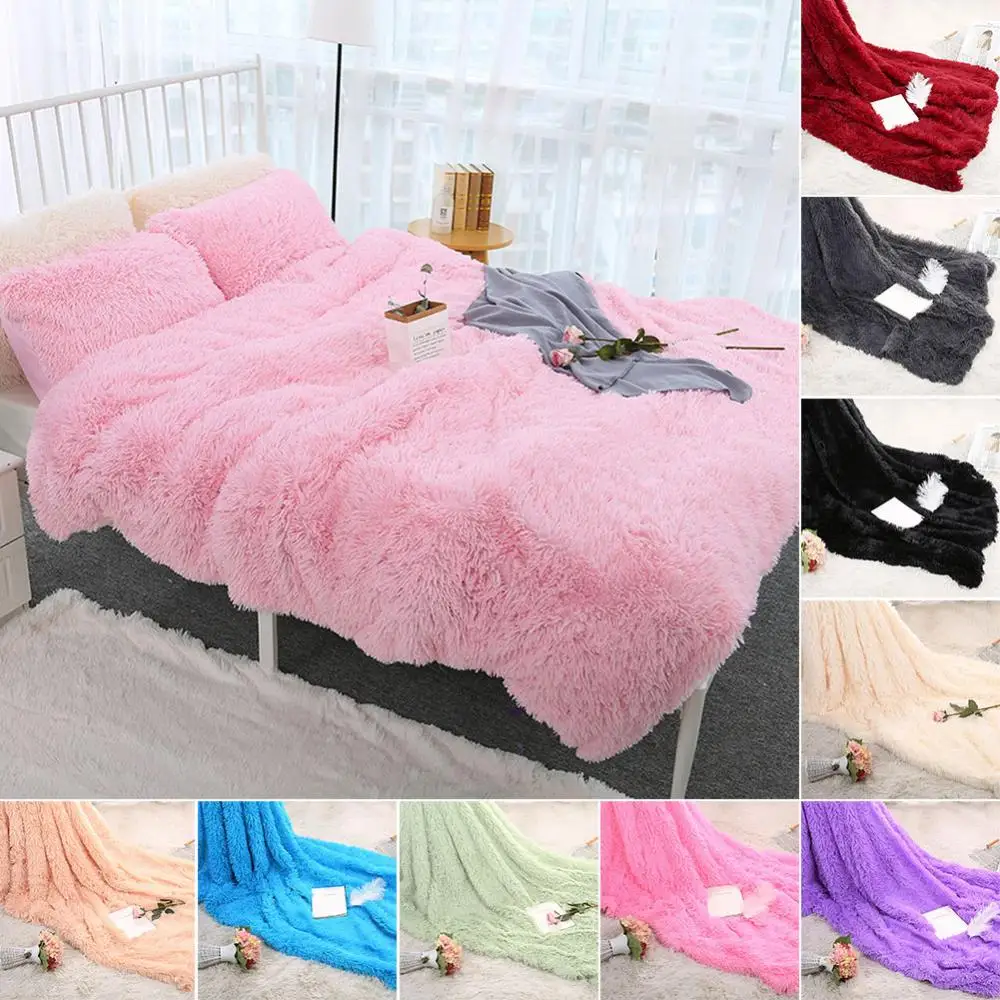 80x120cm Soft Fluffy Shaggy Warm Bed Sofa Bedspread Bedding Sheet Throw Blanket Travel Patchwork Bedspread