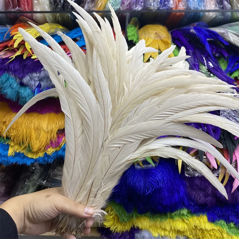 50pcs/lot Beige  Hot Sale Rooster Feathers 16-18inches/40-45cm Wedding Christmas Dancers Carnival Jewelry Plume