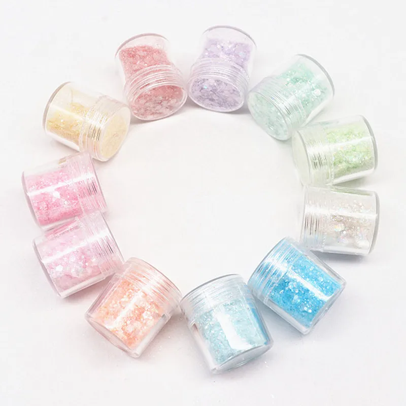 10ml Pink Series Nail Art Glitter Sequin Flakes Powder Holographic Tumblers Four-corner Square Chunky Sequins Loose Glitter