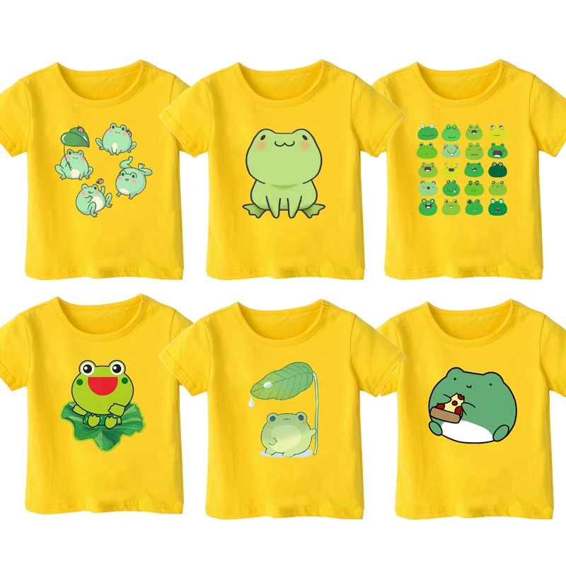 Cute Frog T-shirts for Girls Boys Teens Camiseta Toddler Tee Tops Summer Children Funny T Shirts Kids Cartoon Animals Tshirts