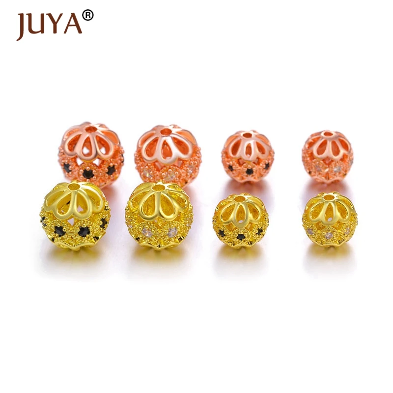 Jewelry Making Spacer Beads Accessories Luxury AAA Zircon Crystal Flower Cap Beads For Bracelet Necklace DIY Craft