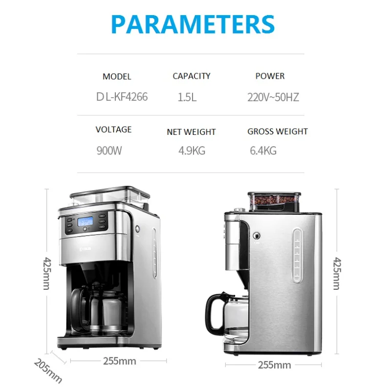 Donlim/ DL-KF4266 ماكينة قهوة أوتوماتيكية منزلية طازجة حبوب البن/مسحوق التجارية ماكينة قهوة أوتوماتيكية