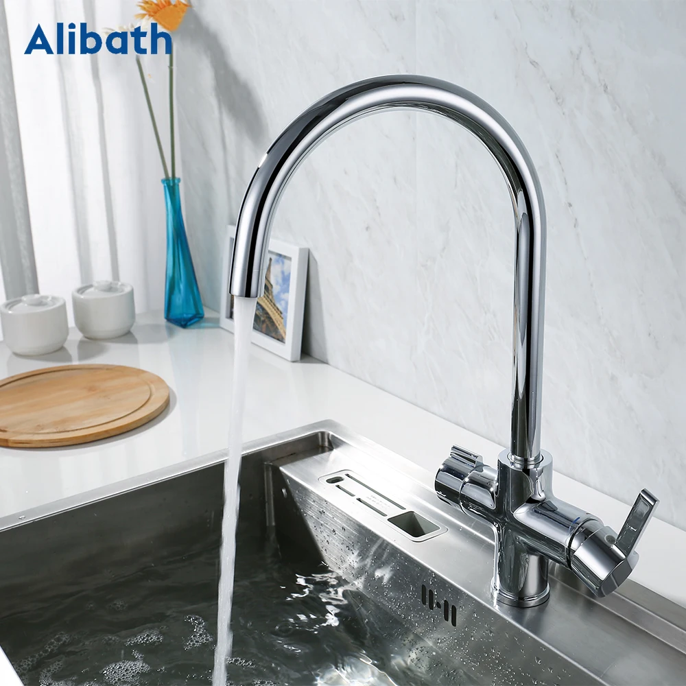 Kitchen Faucets Deck Mounted Mixer Tap 360 Degree Rotation with Water Purification Mixer Tap Crane For Kitchen