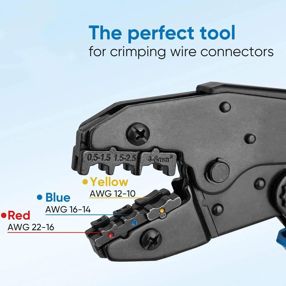 Imagem -04 - Wire Crimping Alicadores para Awg2010 Hs30j Spade Butt Isolado Fork Ring Terminais Conectores Crimping Tool Ratcheting Tool
