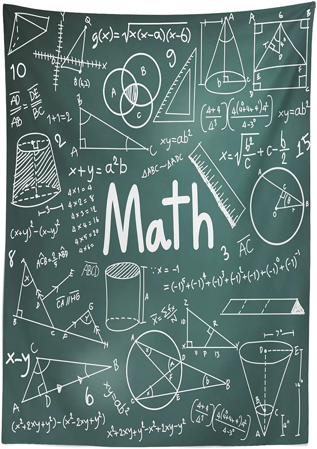 Unique Mathematics Classroom Tablecloth School Board Full Formulas Shapes Theory Math Lesson Word Custom Table Cover