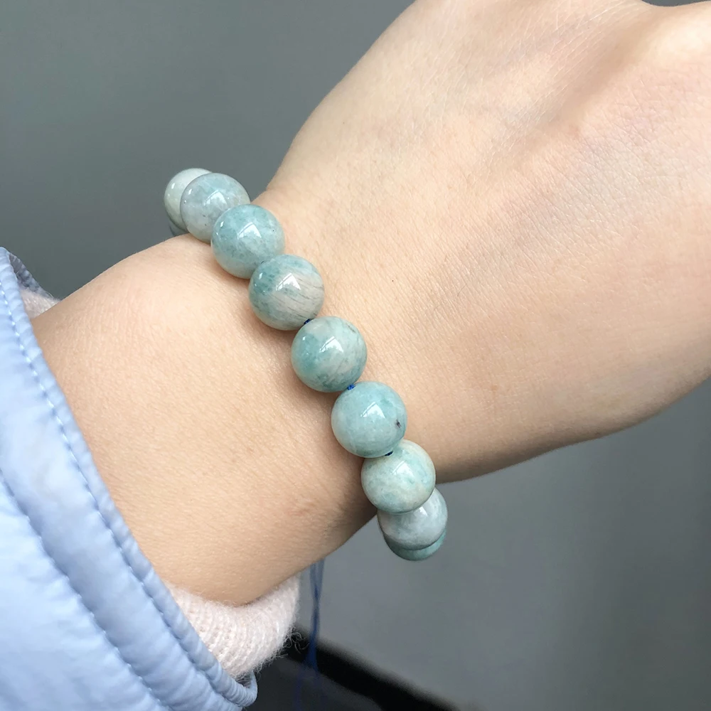 A+ Natural Stone Genuine Amazonite Beads Round High Quality Loose Spacer Beads For Jewelry Making DIY Bracelets 15\