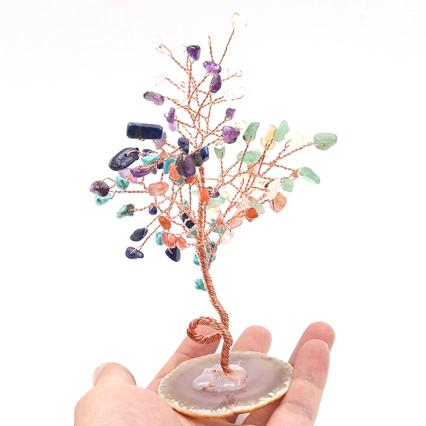 

Natural Crystal Money Tree of Life Feng Shui Chakra Healing Figurine Balancing Ornament Handmade Reiki Cleansing Home Decoration