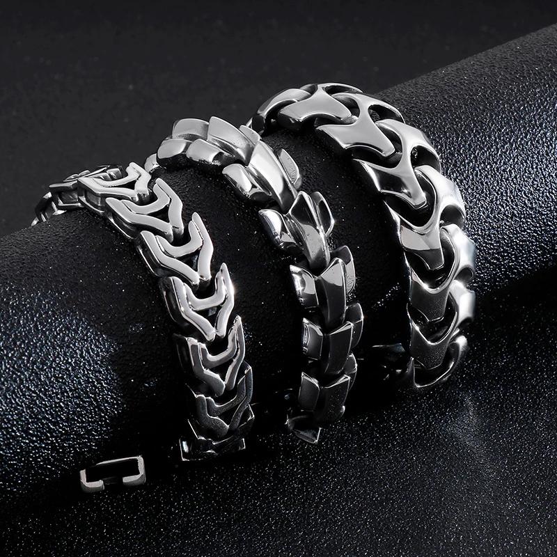 Punk Rock Viking Cuban Curb Bracelet Wrist Men Retro Hiphop Stainless Steel Charm Chain Male Dragon Bracelets Bangle Jewelry