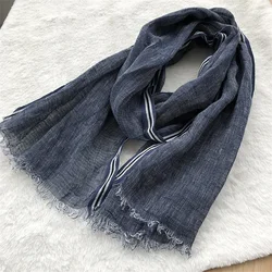 New Style Spring And Summer Leisure Business Men's Linen Scarf Solid Color Clause Versatile Breathable Shawl