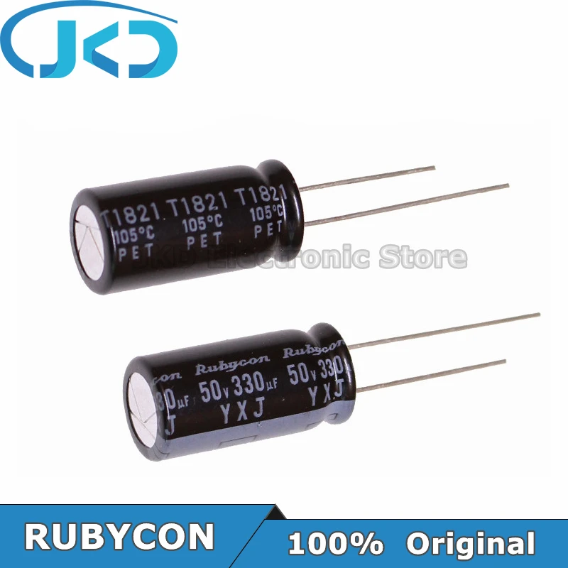 20pcs RUBYCON 330UF 50V 10*20mm 330UF50V 50V330UF 10x20mm Aluminum Electrolytic Capacitor 100% Original