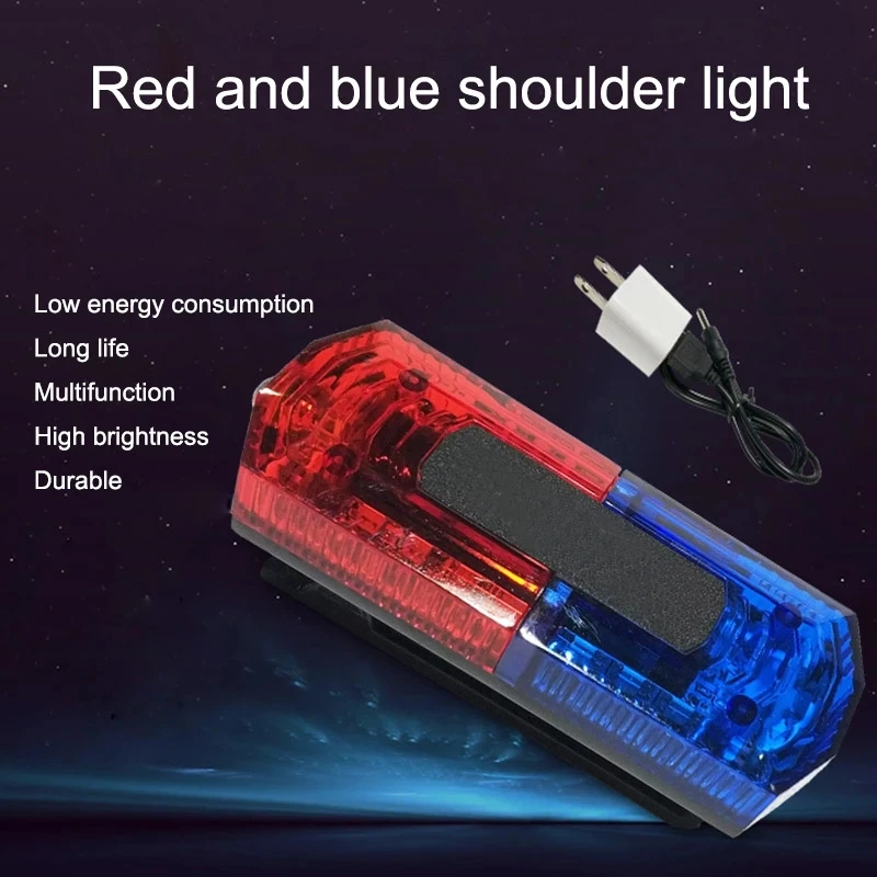 Traffic Warning Light LED Stainless Steel Clip Red Blue Flash Light Rechargeable Night Road Outdoor Dark Area Warning Lamp