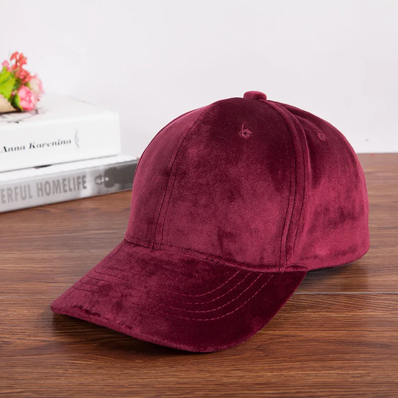 Hot Seiing Autumn And Winter New Fashion Baseball Cap Pure Color Simple Gold Velvet Soft Hip-hop Hat Lovers Tide JX841