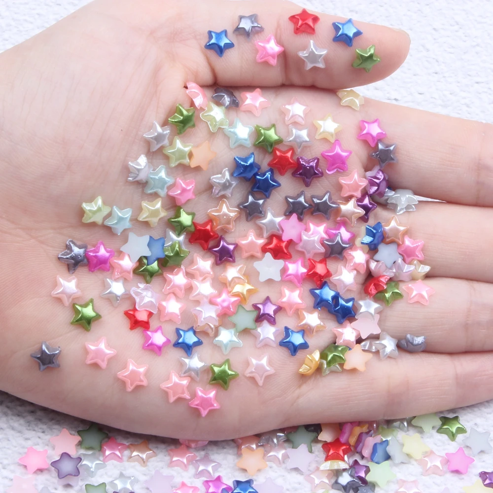 

Half Pearls Imitation Flatback Star Shape 6mm 5000pcs Glue On Resin Pearls Nails Art Glue On Beads DIY Nail Art Decoration