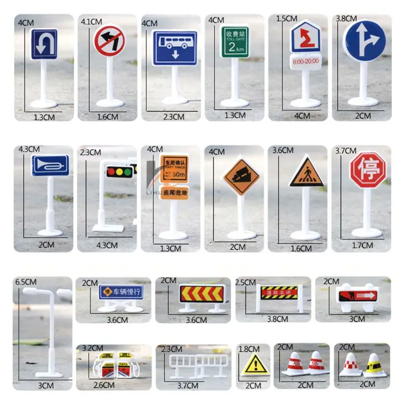 56 pcs/set DIY Model Scene Toy Road Sign Traffic Sign E06F