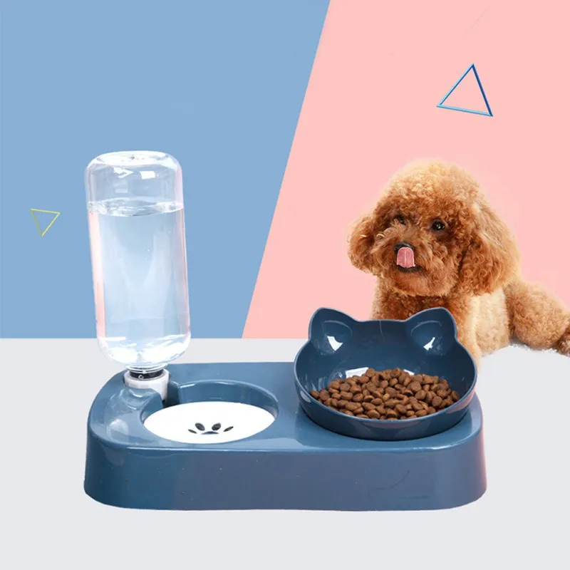 PET Cat Dog Neck Anti-Overturned Automatic Water Drinking Fountain Green Double Pet Bowls Cat Dog Automatic Feeder