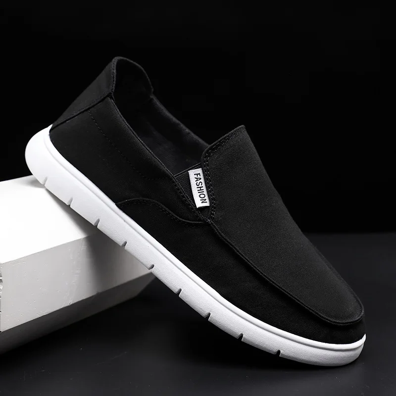 Fashion Slip-on Men\'s Canvas Shoes Breathable Lightweight Comfortable Men Shoes Summer Men\'s Casual Shoes Lazy Flat Shoes