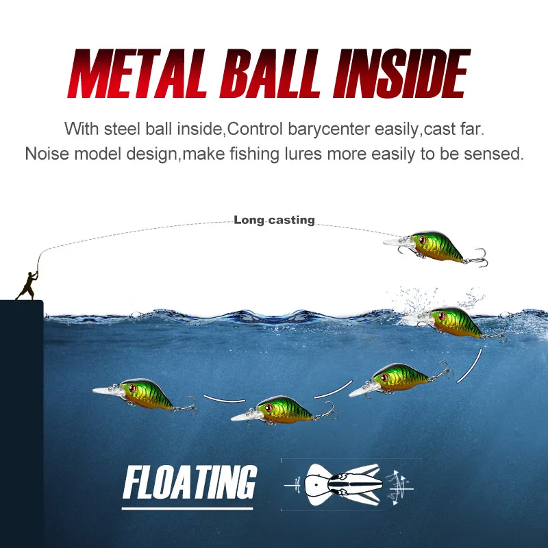 NOEBY Crankbait Minnow flotante – Señuelo duro para trucha y lucio - imagen 3