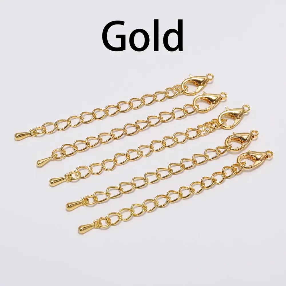 20pcs/lot 50 70mm Tone Extended Extension Tail Chain Lobster Clasps Connector For DIY Jewelry Making Findings Bracelet Wholesale