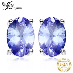 JewelryPalace 1ct Oval Cut Genuine Tanzanite 925 Sterling Silver Stud Earrings for Women Luxury Gemstone Fashion Fine Jewelry