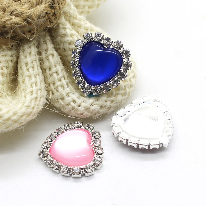 2020 ZMASEY New Fashion10Pcs/Lot 18mm Heart Beautiful Buttons Metal Silver Handwork Festive Party Warm and Romantic Love Decor