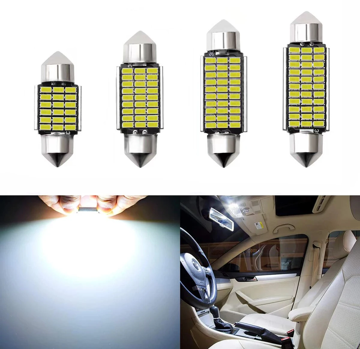 2/6PCS Car LED Bulb Canbus C10W C5W LED Festoon 31mm 36mm 39mm 41mm No error 12V 6000K White Auto Interior Dome Reading Light