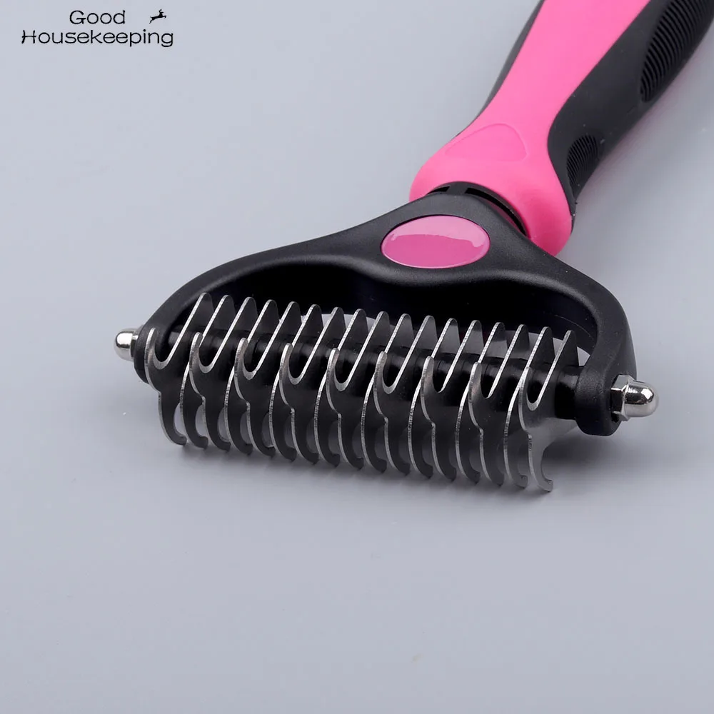 Pet Fur Knot Cutter Dog Grooming Shedding Tools Double Side Cat Hair Removal Comb Brush Long Curly Hair Cleaner Comb Pet Product