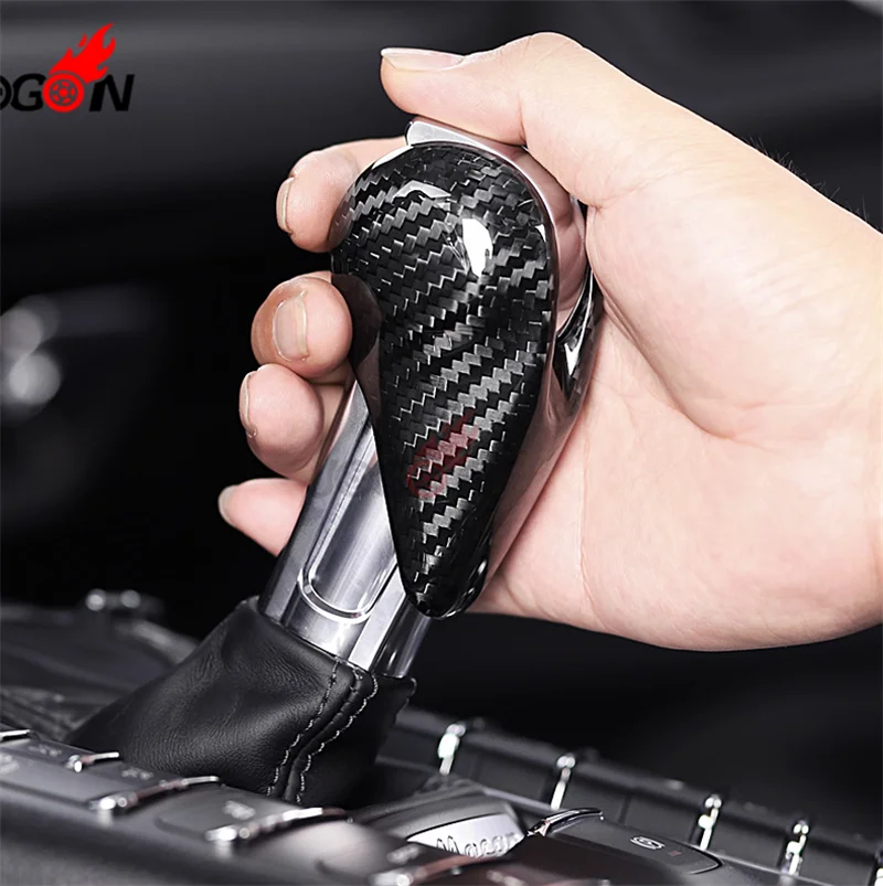 

Real Carbon Fiber Interior Gear Shift Knob Cover Cap Trim For Porsche MACAN 2014-2020 718 911 Car Accessories