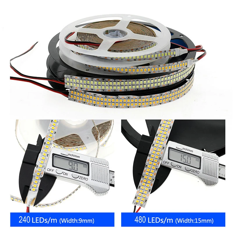 Imagem -04 - Fita Led Flexível de Linha Dupla Faixa Led Brilhante dc 24v 12v 3000k Branco Natural 4000k 6000k 50m 480 Leds por m