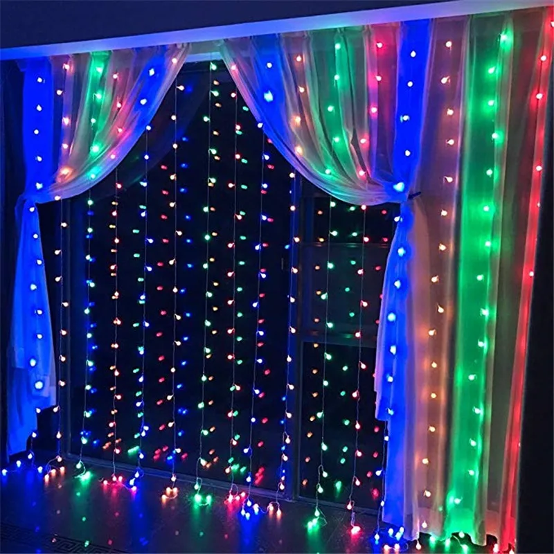 Christmas Led Lights Curtain Garland 3X3M 300 LED String Fairy Decorative Outdoor Indoor Home Wedding Decoration Net Light