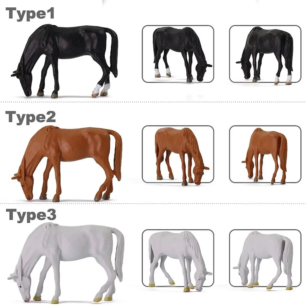 Evemodel 12pcs/24pcs O Scale 1:43 PVC Model Horses Animals Stock Railway Scenery AN4302