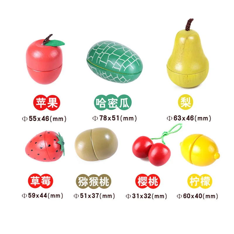 Montessori Simulation Wooden Toy Magnetic Cutting Fruit Banana Lemon Play Kitchen Model Early Educational Toys for Children Gift