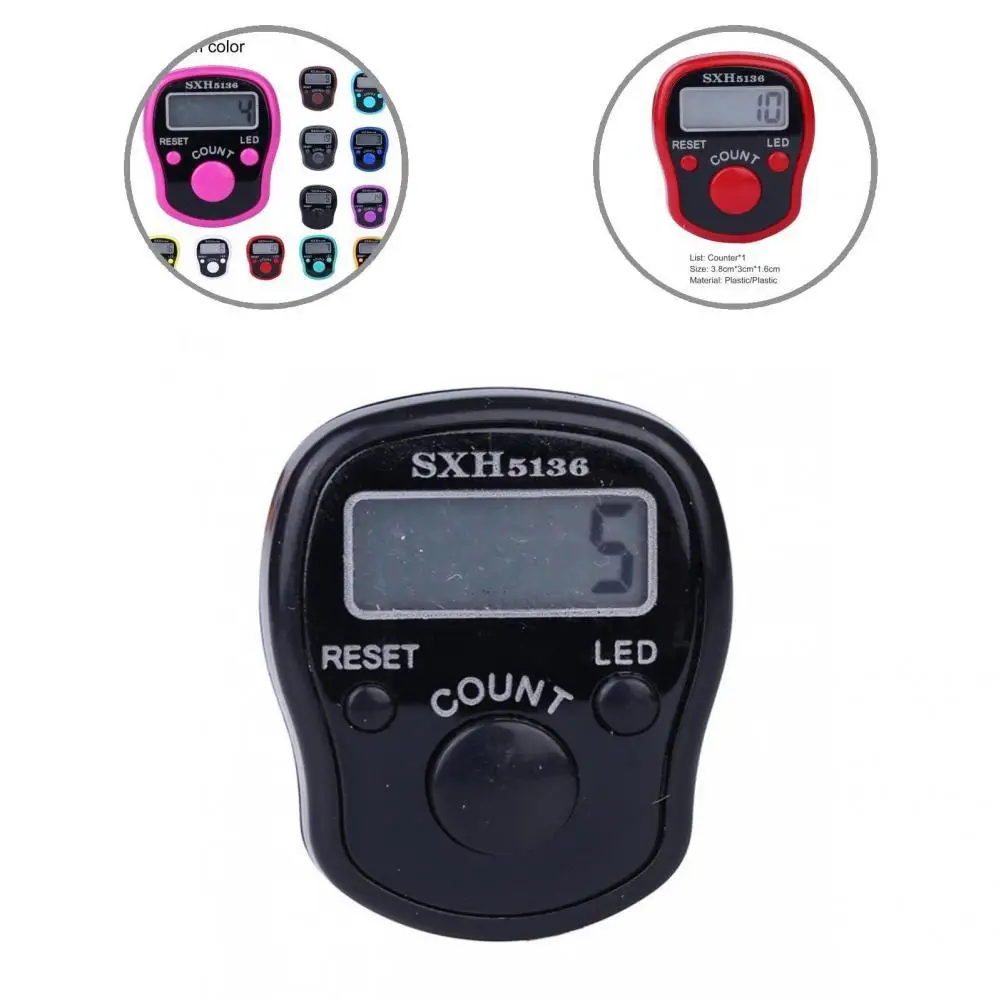 Random Color Finger Counter Plastic Easy to Carry Good Battery Powered Small 5 Digit Finger Tally Counter