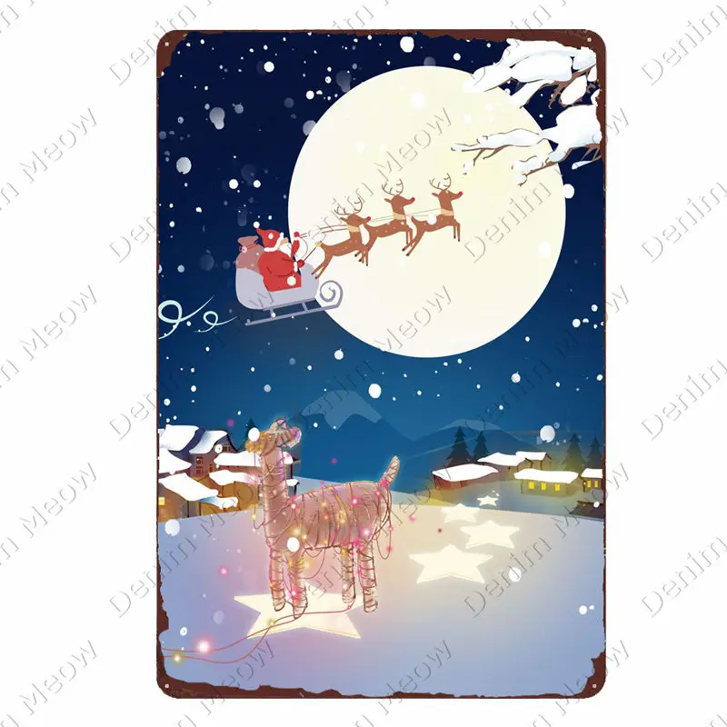 Merry Christmas Plaque Vintage Metal Tin Signs Bar Pub Cafe Home Decor Happy New Year Wall Stickers Festival Poster Sign MN166