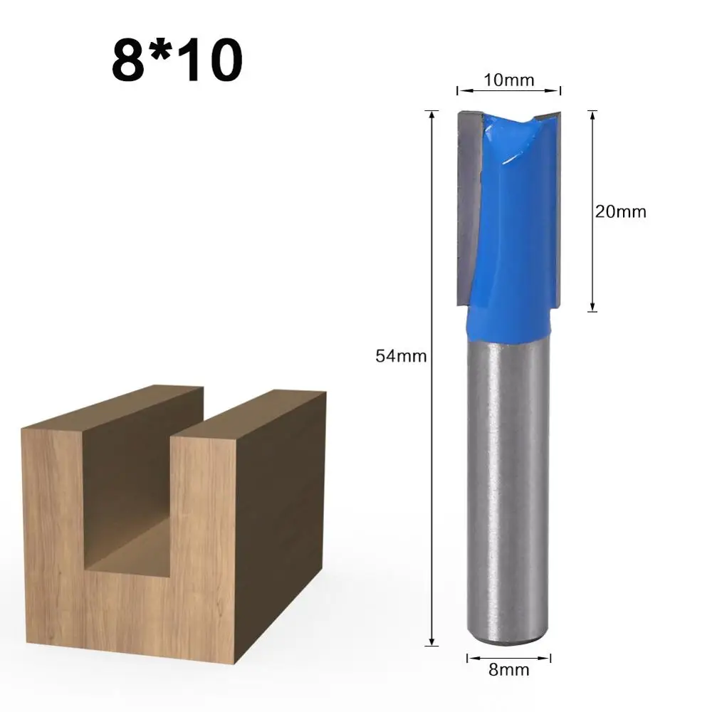 7pcs 6/8/10/12/14/18/20mm Cutter 8mm Shank Straight Woodworking Router Bit Set Wood Cutter Cutting Diameter Milling Cutter Tool