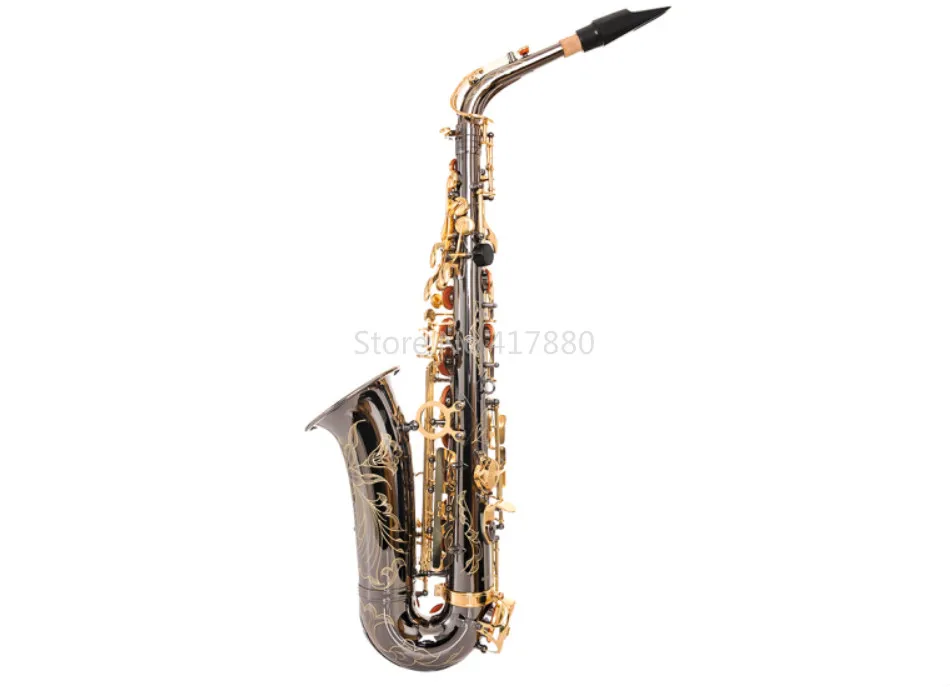 MARGEWATE Eb Tune Alto Saxophone Brass Black Nickel Gold Abalone Button Alto Sax Musical Instrument with Mouthpiece Case