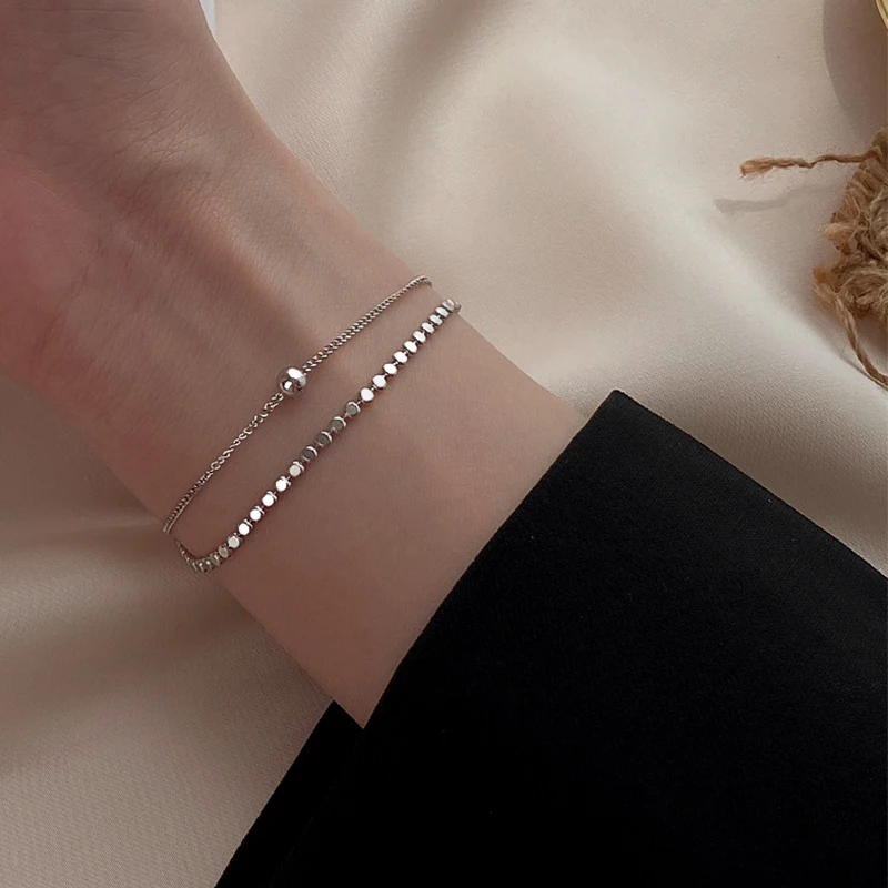 Fashion Temperament Small Bracelet Personality Double Layer Small Beads 925 Sterling Silver Jewelry for Women Wedding Party Gift