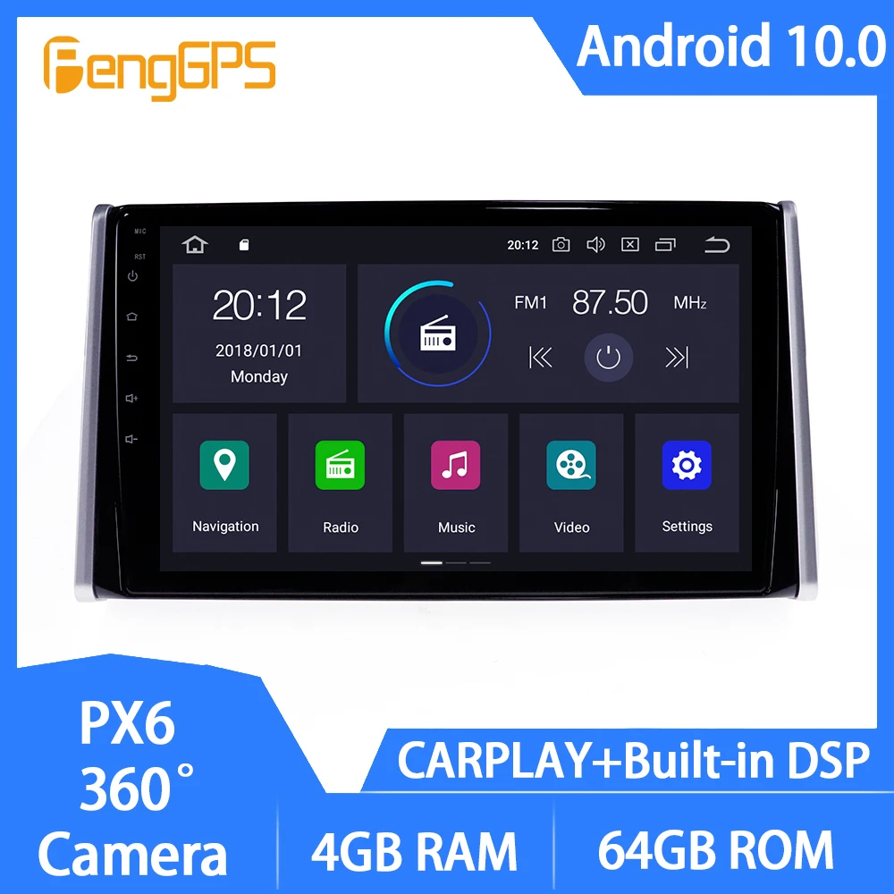 Android 10.0 Car Stereo Head Unit for Toyota RAV4 2019 Player Touchscreen Multimedia FM AM Radio GPS Navi Mirror Link USB
