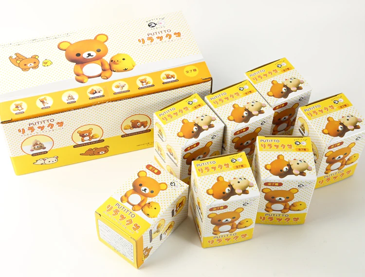 7PCS Set Rilakkuma Korirakkuma Bear Cup Edge Mini PVC Figure Collectible Model Toy Doll Kids Children Christmas Gifts